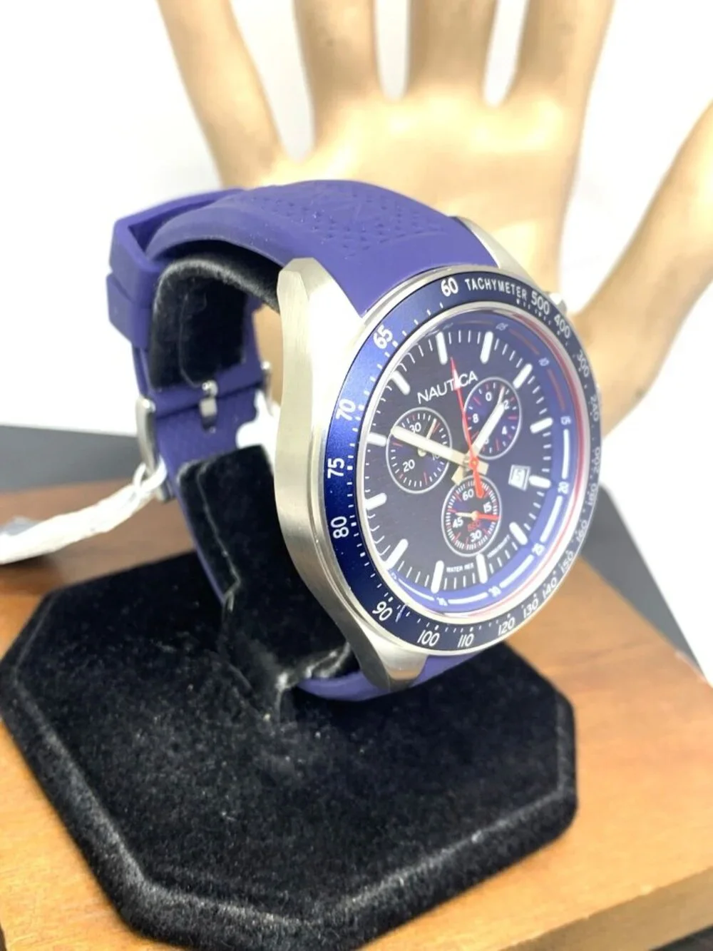 Nautica Men's Watch NAPOBS108 Quartz Chronograph Blue Rubber Strap 46mm